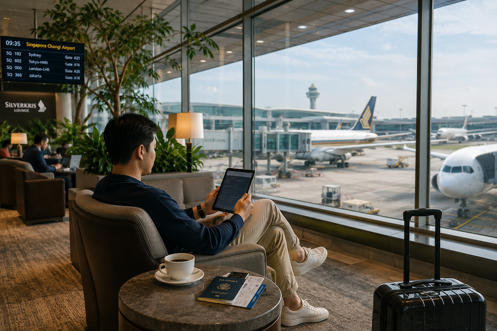 hành khách ngồi chờ tại phòng chờ sân bay quốc tế trong giờ transit