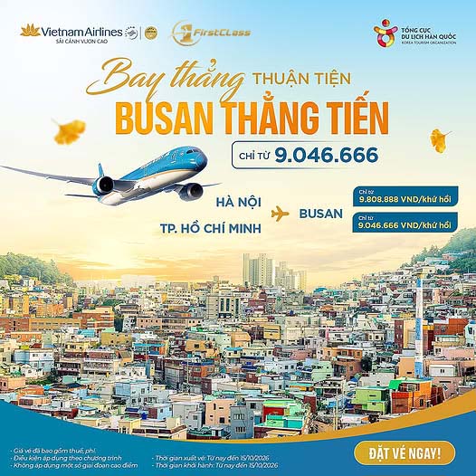 ✈️ CHỚP DEAL BAY THẲNG BUSAN – CHẠM NHỊP SỐNG PHỐ BIỂN CHỈ TỪ 9.046K! 🇰🇷