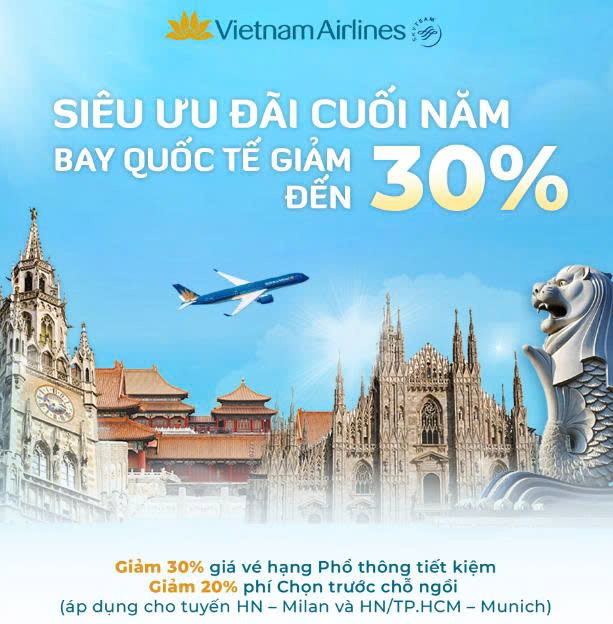 VIETNAM AIRLINES - BAY QUỐC TẾ GIẢM ĐẾN 30%