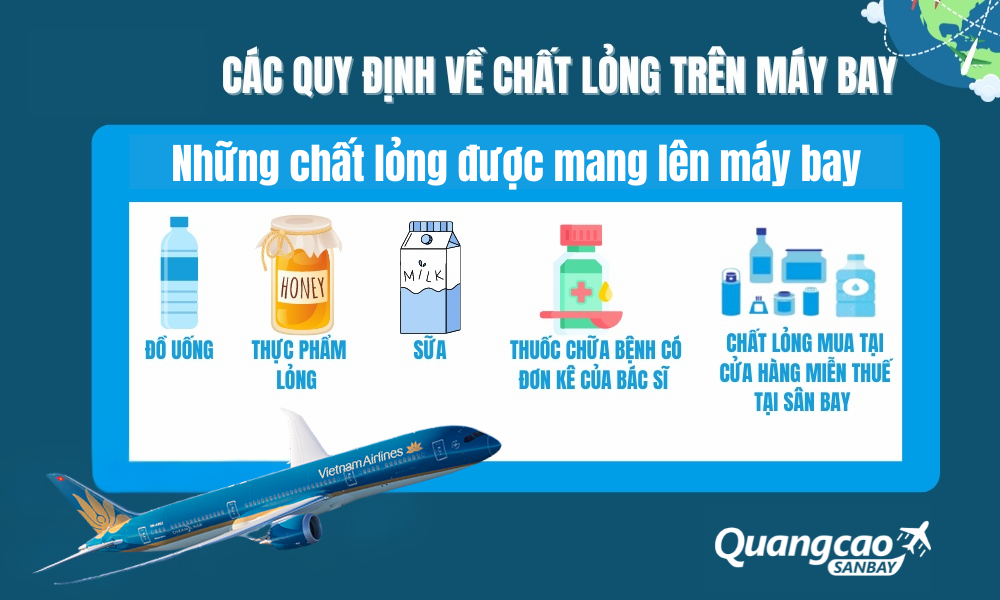 Quy định về mang chất lỏng khi đi máy bay