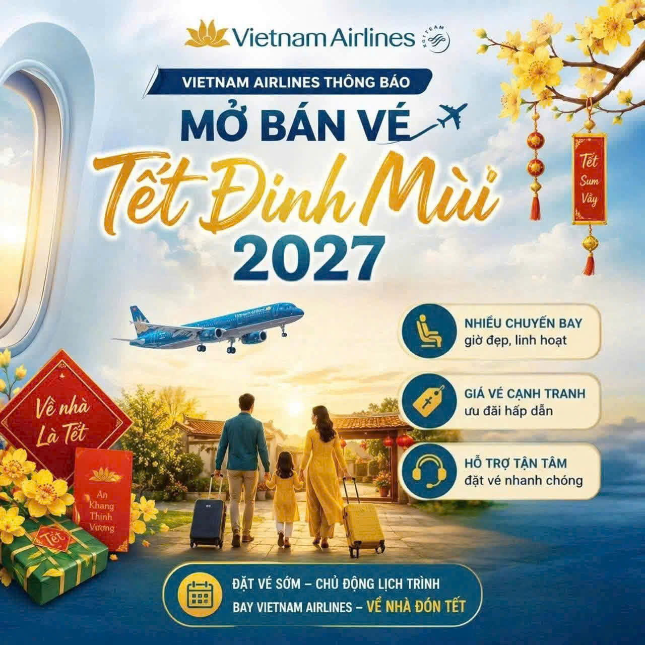 Vietnam Airlines mở bán gần 3,7 triệu chỗ Tết Đinh Mùi 2027