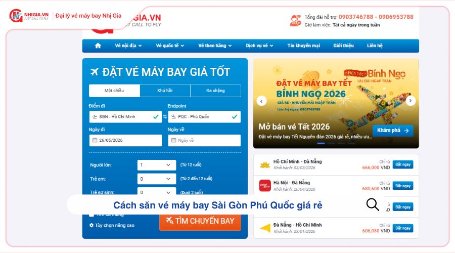 Cách săn vé máy bay Sài Gòn Phú Quốc giá rẻ