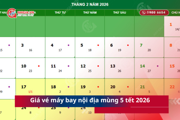 Giá vé máy bay nội địa mùng 5 tết 2026