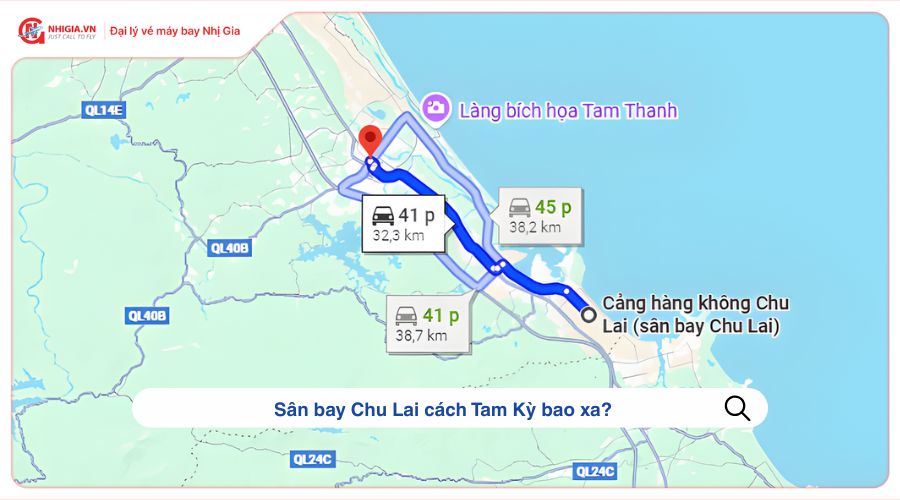 Sân bay Chu Lai cách Tam Kỳ bao xa?