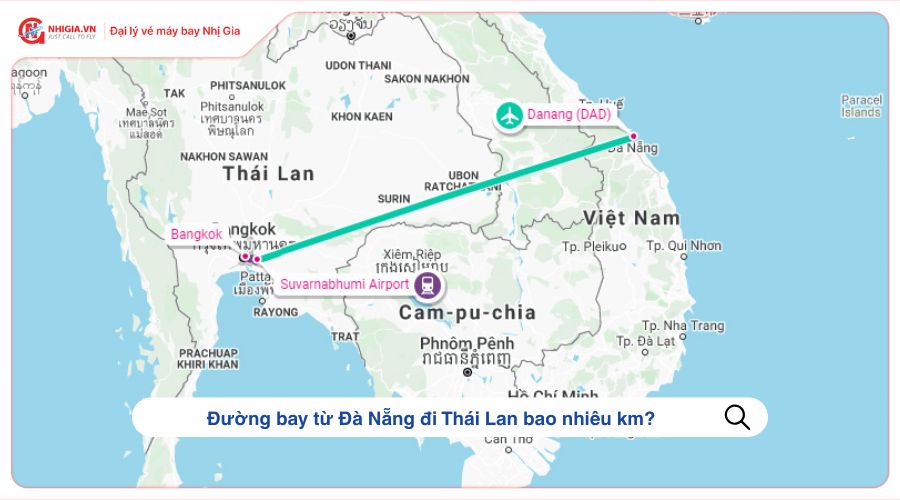 Đường bay từ Đà Nẵng đi Thái Lan bao nhiêu km?