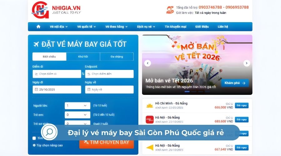 Đại lý vé máy bay Sài Gòn Phú Quốc giá rẻ