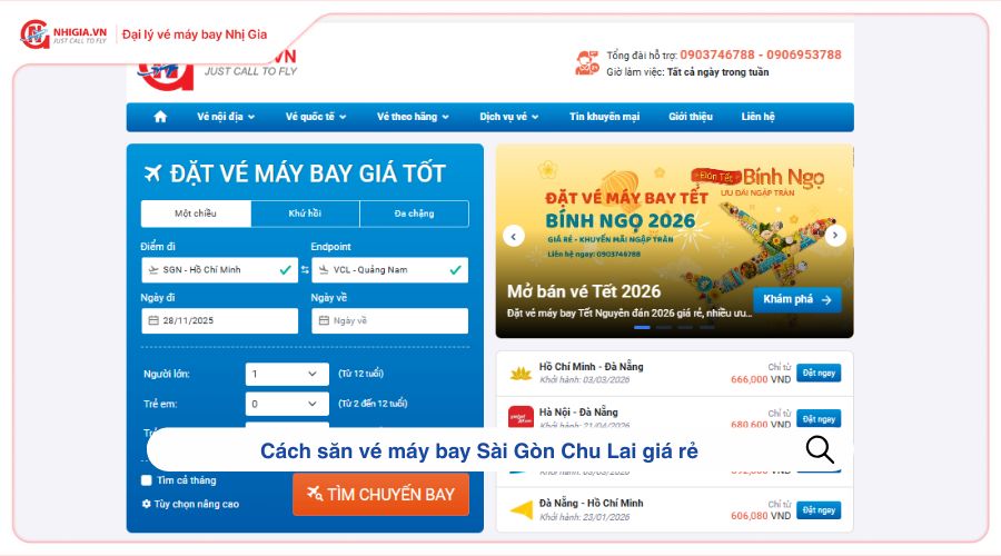 Cách săn vé máy bay Sài Gòn Chu Lai giá rẻ