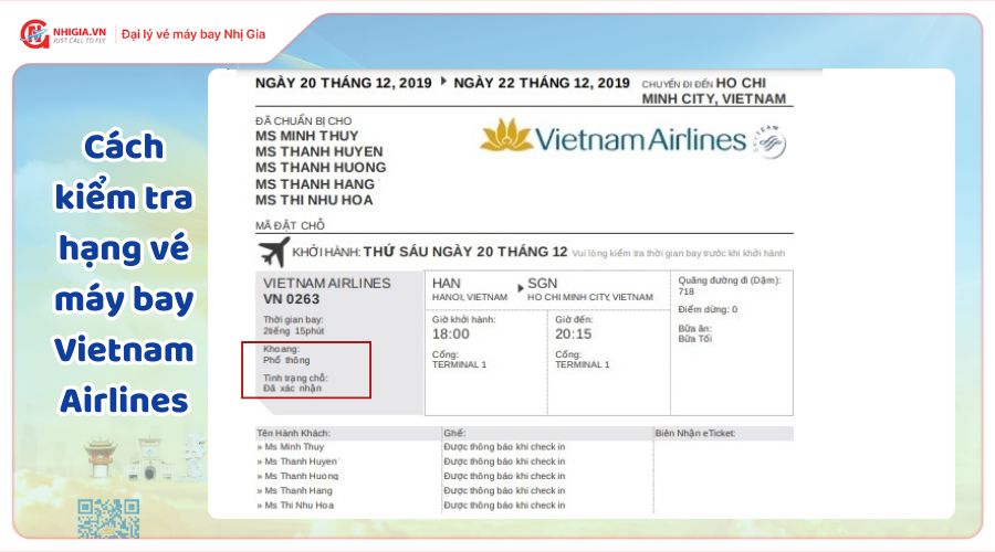 Cách kiểm tra hạng vé máy bay Vietnam Airlines​
