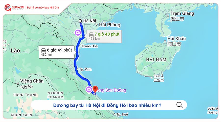 Đường bay từ Hà Nội đi Đồng Hới bao nhiêu km?