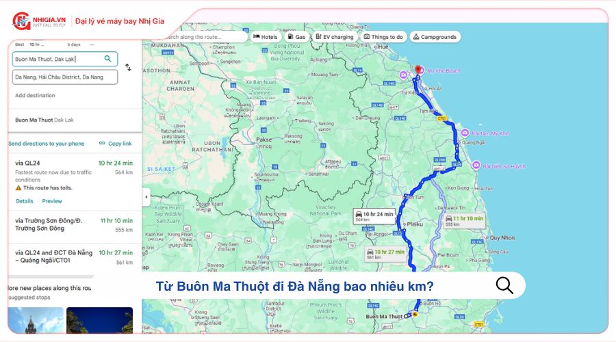 Khoảng cách từ Sài Gòn đến Buôn Ma Thuột bao nhiêu km?