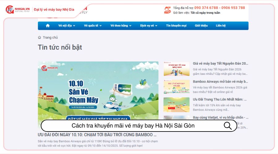 Cách tra khuyến mãi vé máy bay Hà Nội Sài Gòn