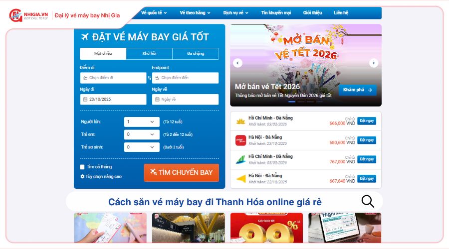 Cách săn vé máy bay đi Thanh Hóa online giá rẻ