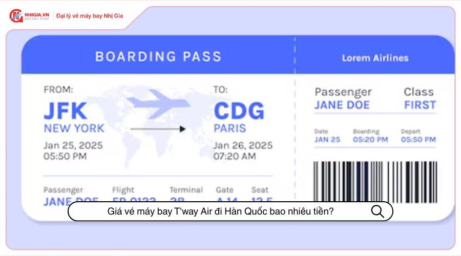 Giá vé máy bay T'way Air đi Hàn Quốc bao nhiêu tiền?