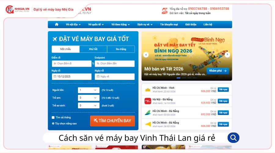 Cách săn vé máy bay Vinh Thái Lan giá rẻ