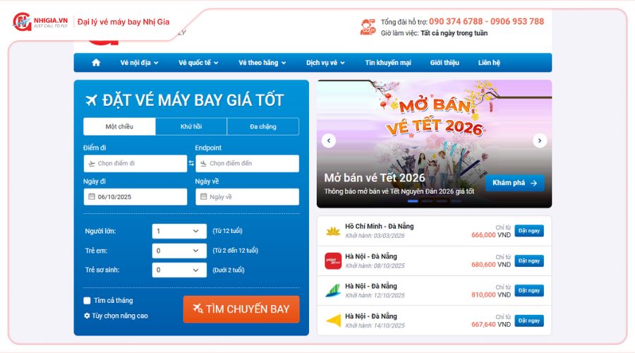 Cách đặt vé máy bay giá rẻ đi Hà Nội tại Nhị Gia