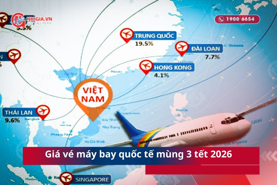 Giá vé máy bay quốc tế mùng 3 tết 2026