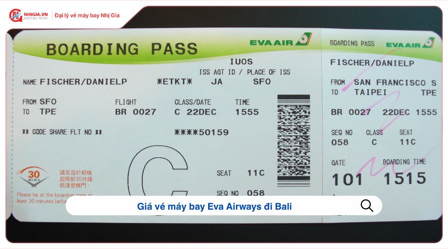 Giá vé máy bay Eva Airways đi Bali
