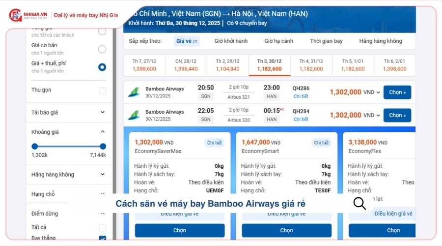 Cách săn vé máy bay Bamboo Airways giá rẻ