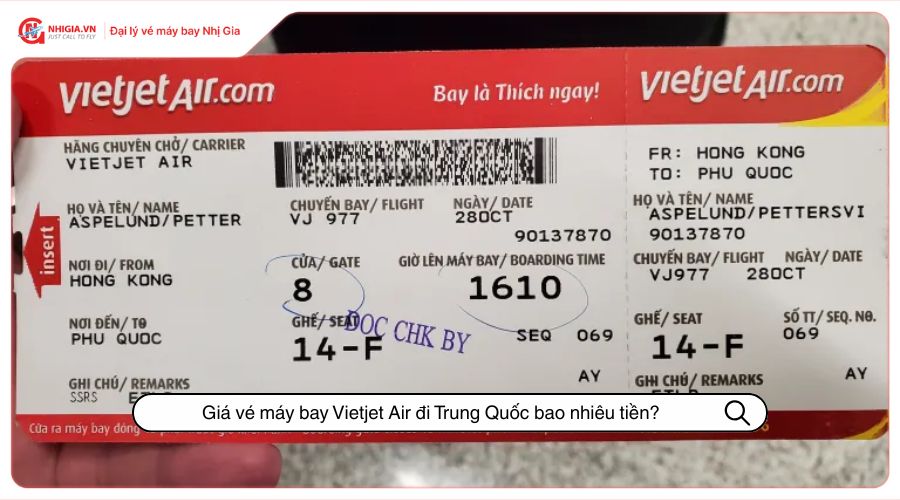Giá vé máy bay Vietjet Air đi Trung Quốc bao nhiêu tiền?