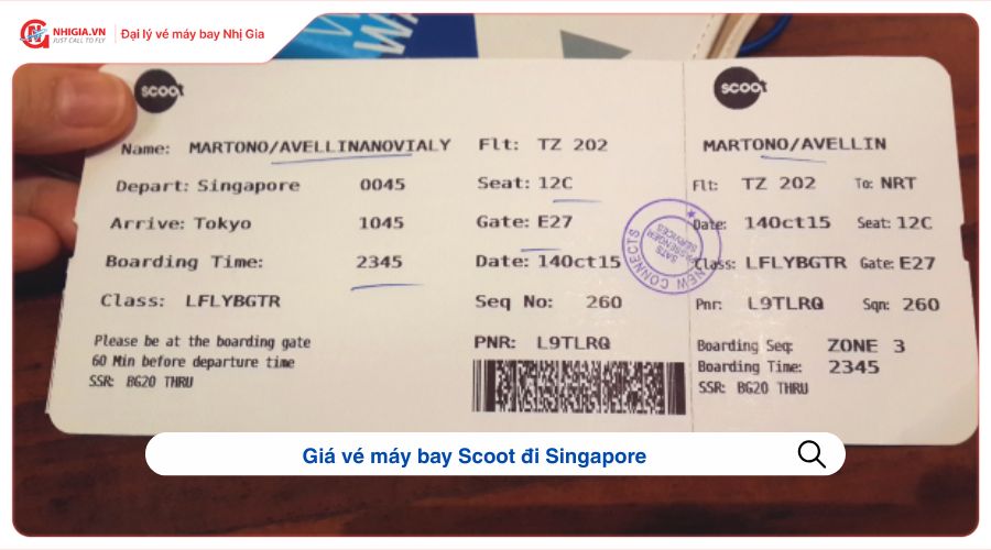 Giá vé máy bay Scoot đi Singapore