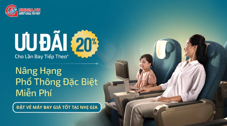 Ưu đãi khủng cùng vietnam airlines: giảm 20% vé & nâng hạng miễn phí cho lần bay tới