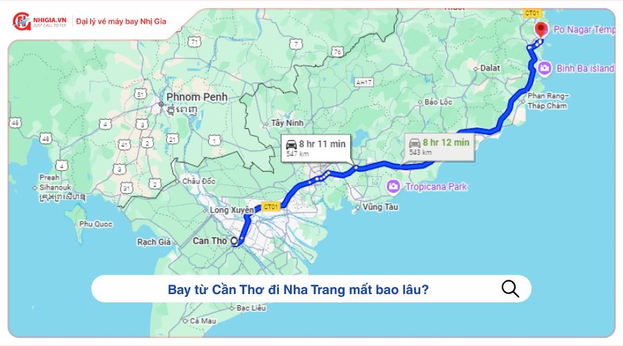 Bay từ Cần Thơ đi Nha Trang mất bao lâu?