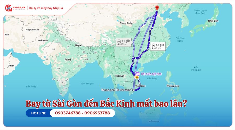 Bay từ Sài Gòn đến Bắc Kinh mất bao lâu?