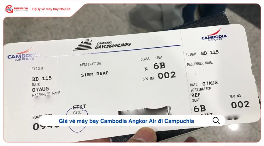 Giá vé máy bay Cambodia Angkor Air đi Campuchia
