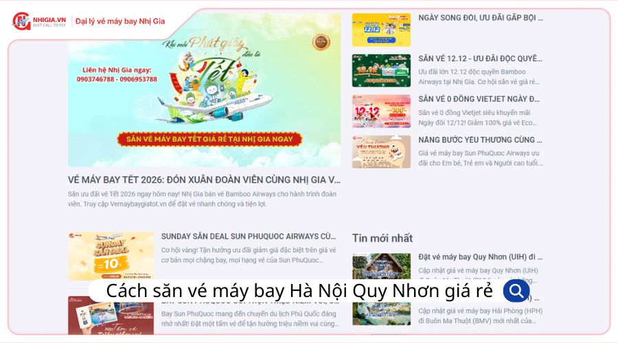 Cách săn vé máy bay Hà Nội Quy Nhơn giá rẻ