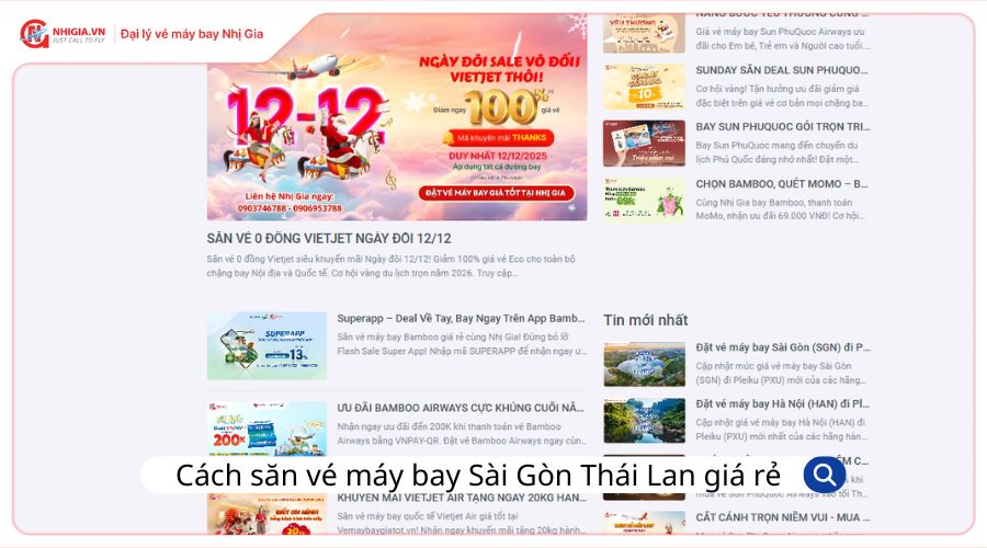 Cách săn vé máy bay Sài Gòn Thái Lan giá rẻ