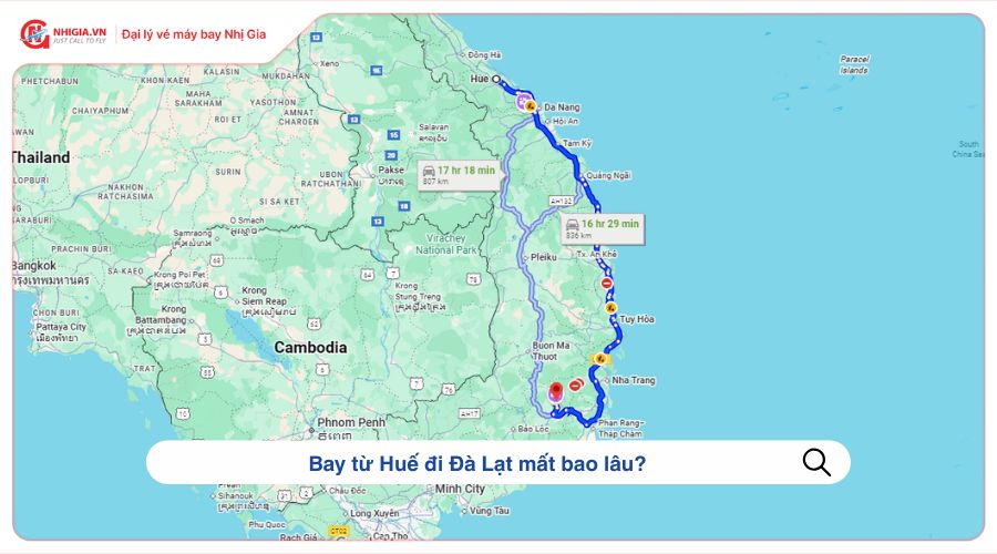 Bay từ Huế đi Đà Lạt mất bao lâu?