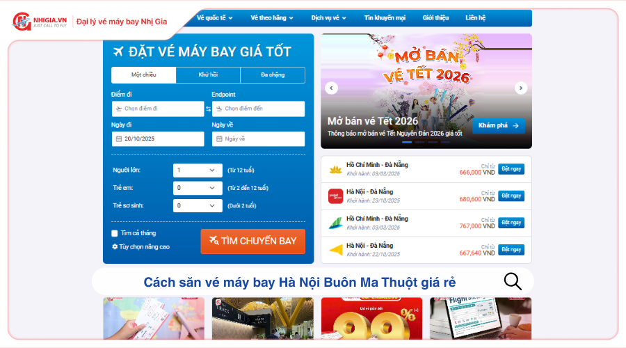 Cách săn vé máy bay Hà Nội Buôn Ma Thuột giá rẻ
