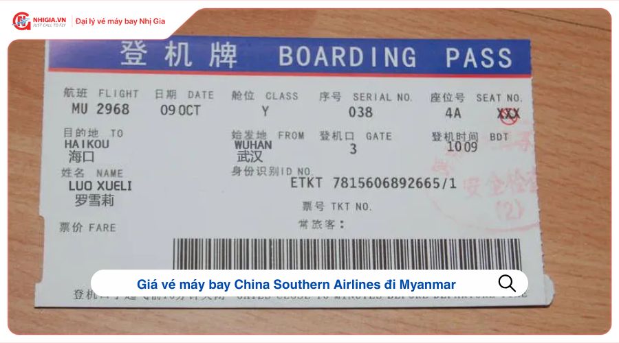 Giá vé máy bay China Southern Airlines đi Myanmar