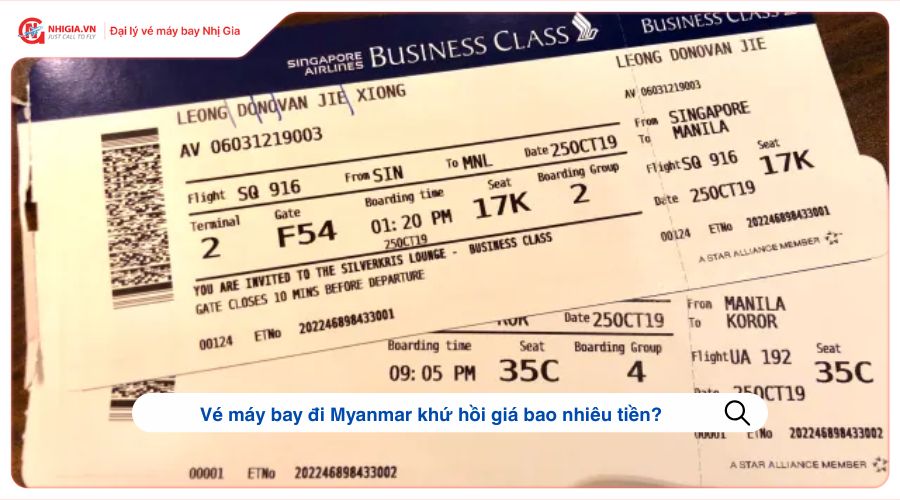 Vé máy bay đi Myanmar khứ hồi giá bao nhiêu tiền?