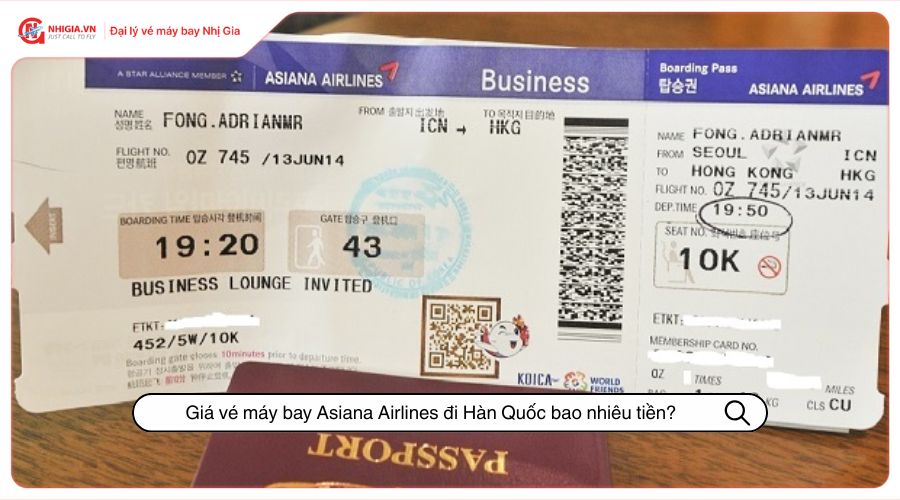 Giá vé máy bay Asiana Airlines đi Hàn Quốc bao nhiêu tiền?