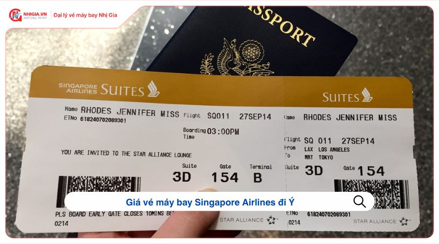 Giá vé máy bay Singapore Airlines đi Ý