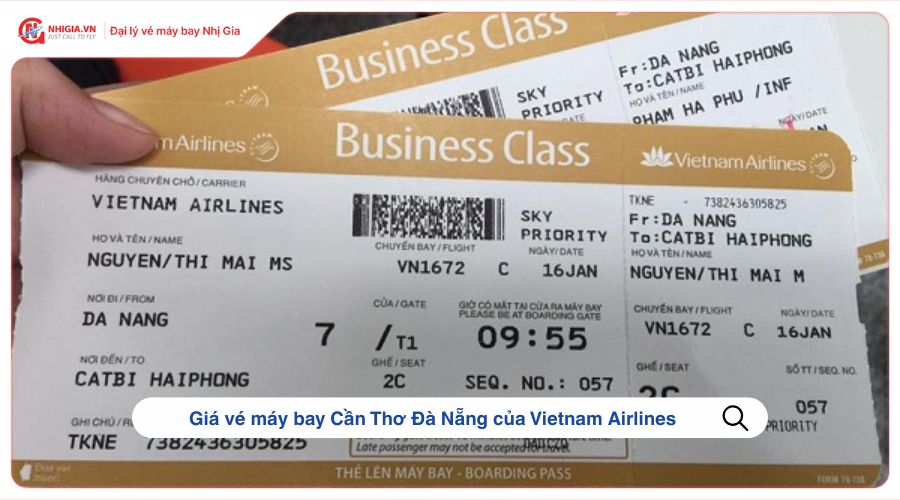 Giá vé máy bay Cần Thơ Đà Nẵng của Vietnam Airlines