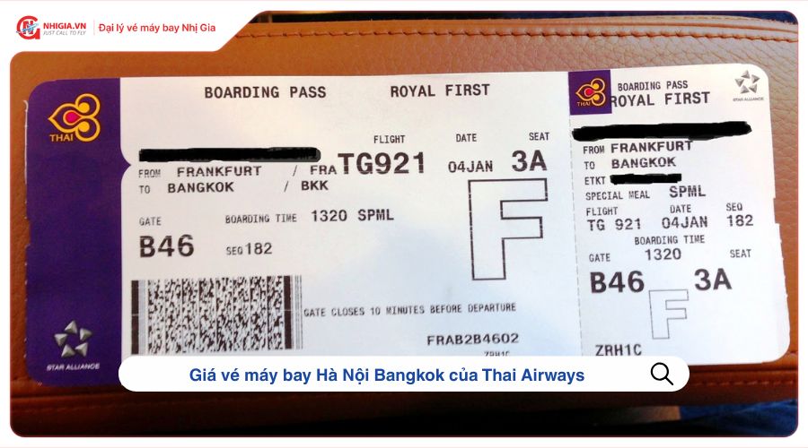 Giá vé máy bay Hà Nội Bangkok của Thai Airways