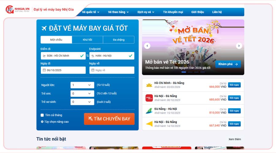 Cách đặt vé máy bay giá rẻ đi Sài Gòn tại Nhị Gia