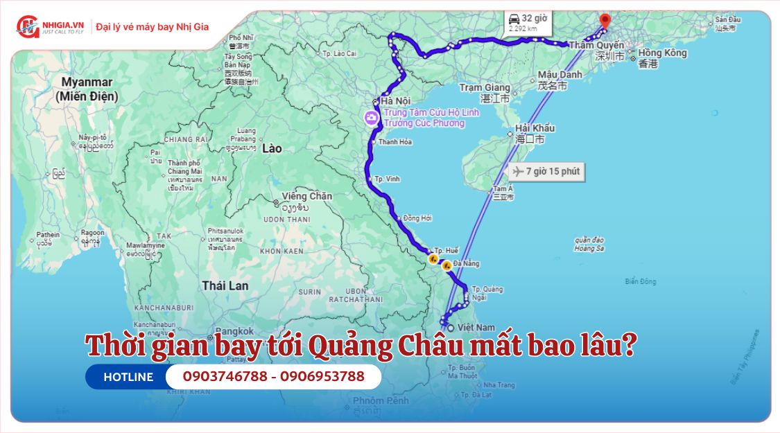 Thời gian bay tới Quảng Châu mất bao lâu?