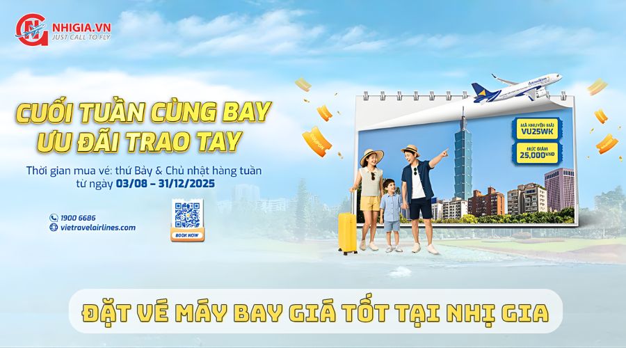 CUỐI TUẦN CÙNG TAY - ƯU ĐÃI TRAO TAY CÙNG  VIETRAVEL AIRLINES 