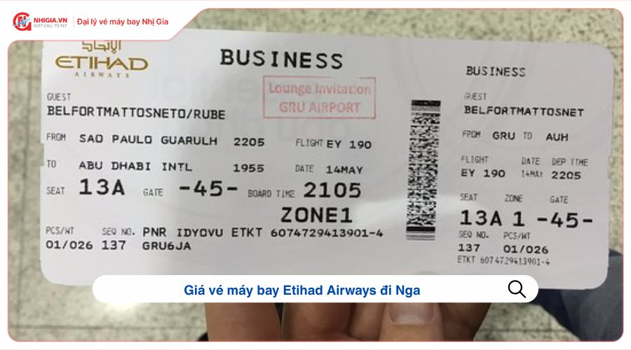 Giá vé máy bay Etihad Airways đi Nga