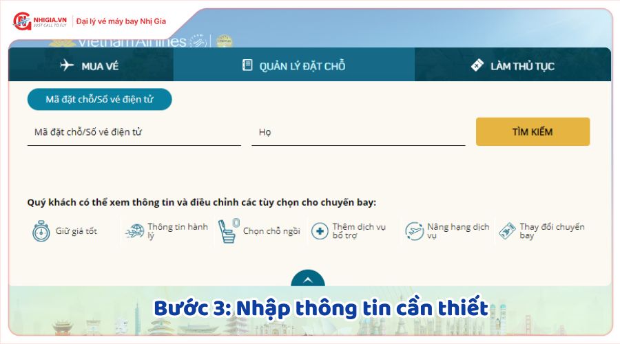 Cách kiểm tra cứu vé máy bay Vietnam Airlines bước 3