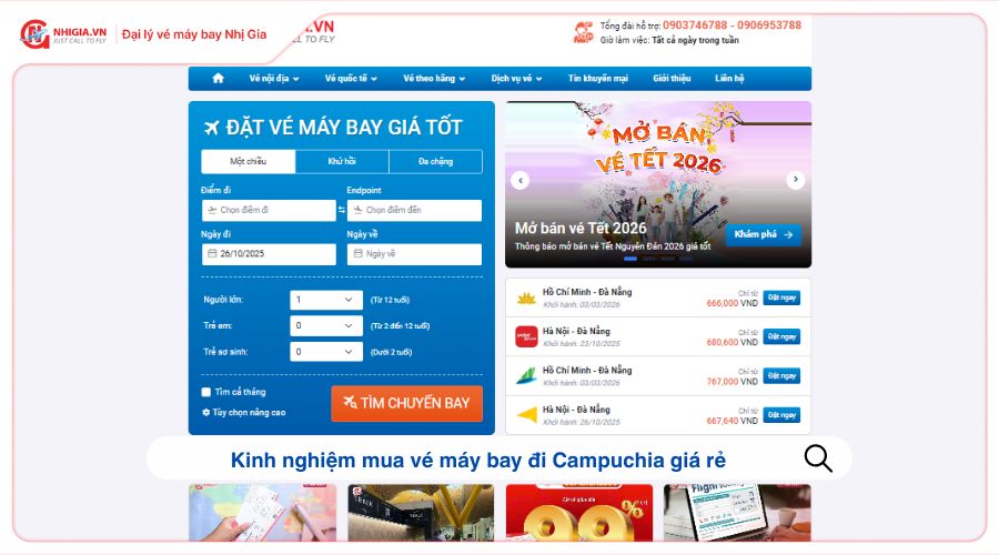 Kinh nghiệm mua vé máy bay đi Campuchia giá rẻ