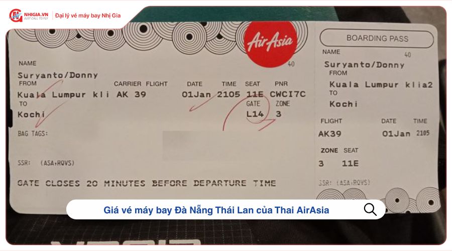 Giá vé máy bay Đà Nẵng Thái Lan của Thai AirAsia