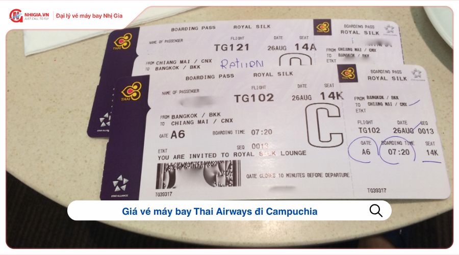Giá vé máy bay Thai Airways đi Campuchia