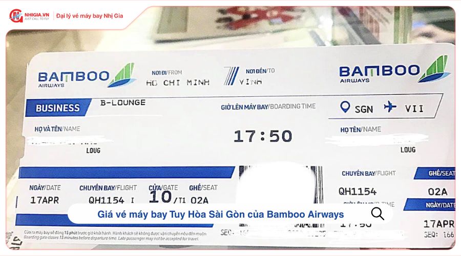 Giá vé máy bay Tuy Hòa Sài Gòn của Bamboo Airways