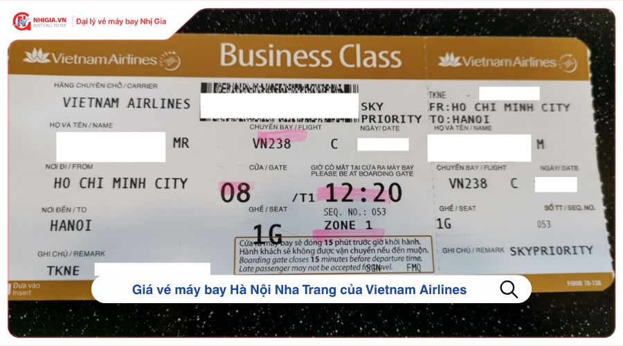 Giá vé máy bay Hà Nội Nha Trang của Vietnam Airlines
