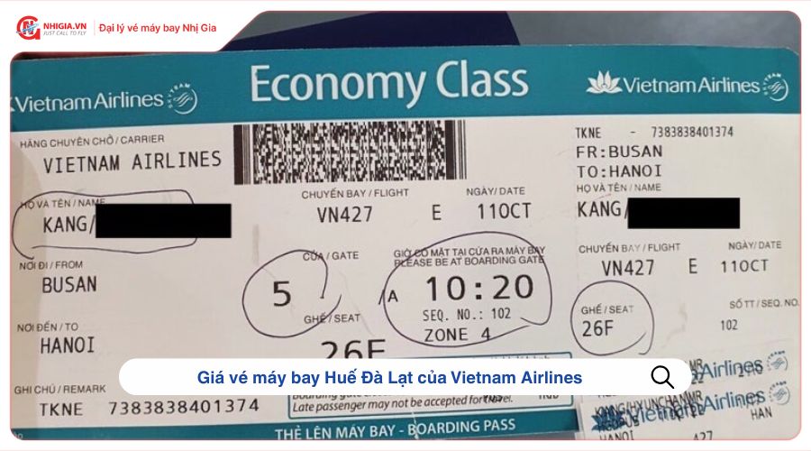 Giá vé máy bay Huế Đà Lạt của Vietnam Airlines