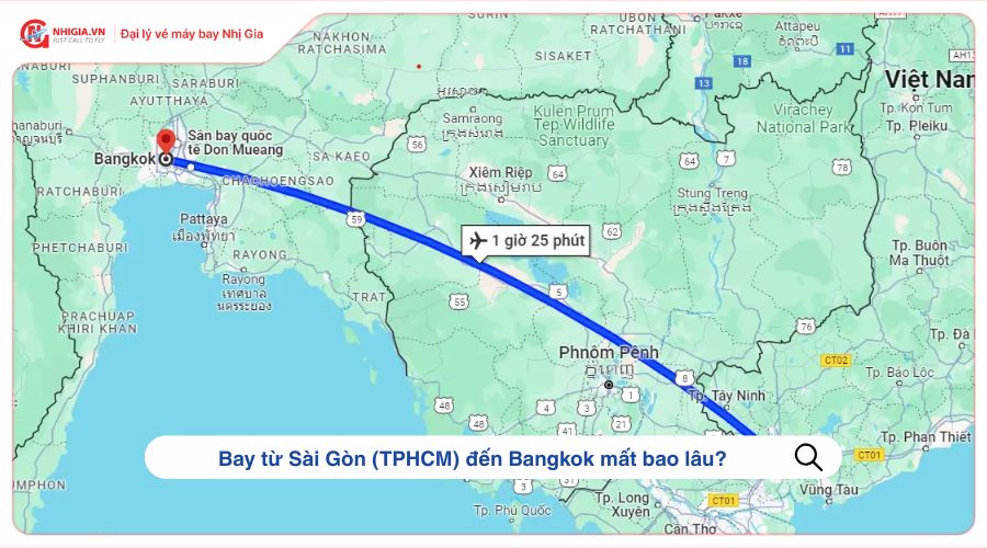 Thời gian bay từ Sài Gòn (TPHCM) đến Bangkok mất bao lâu?
